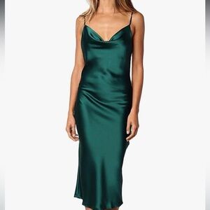 Elegant Teal Satin Slip Dress